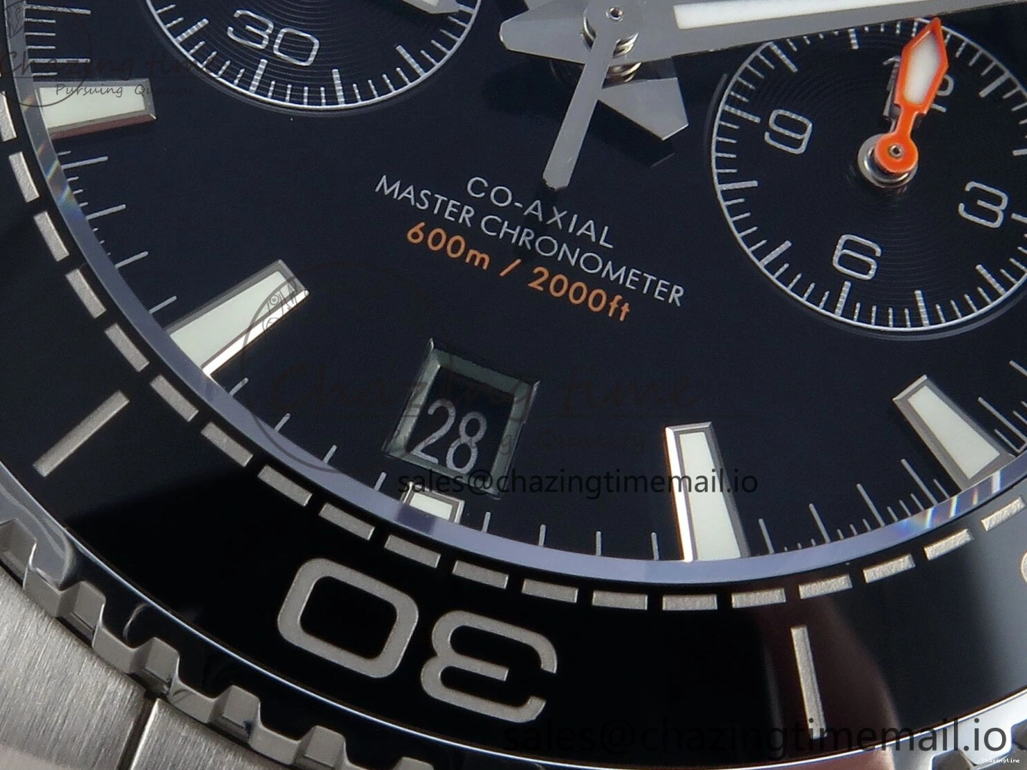 0125 FreshLook Planet Ocean Master Chronometer 600M 45.5mm SS SCF 1:1 Best Edition Black Bezel Black Dial on SS Bracelet A9900 Super Clone 7675